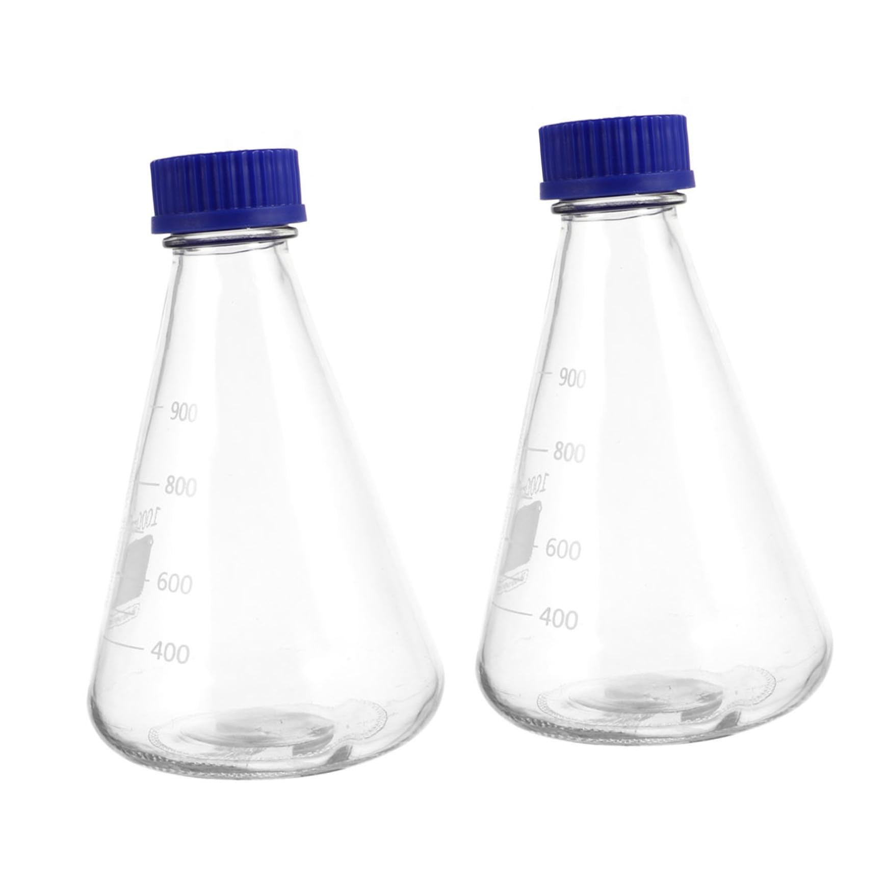 Abaodam 2pièces Flacons Coniques Verre pour Réactifs avec Bouchon à Vis Bleu et Graduation Matériel de Laboratoire Fioles à Essai