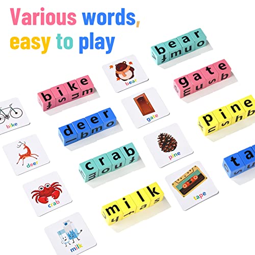 Dragonflydreams Wooden Blocks Spelling Game, Wooden Alphabet Puzzles Blocks, Matching Letter Game Kids Toys Alphabet Spelling Game Toys Montessori Learning Toy Early, Learning Toys For Kids Ages #TOP1