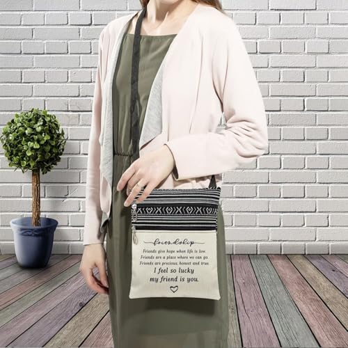 Friendship Messenger Bag Small Ethnic Pattern Printed Adjustable Strap Crossbody Zipper Bag Inspirational Slogan Phone Bag Wallet Cute Shoulder Handbag for Friends BFF Women3