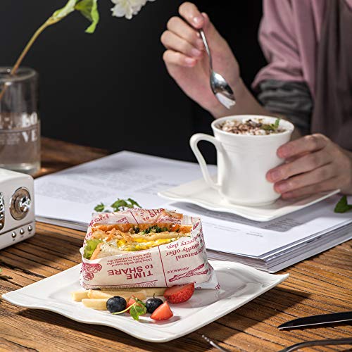 MALACASA Serie Mario Juegos de Café de Porcelana Vajillas de 36 Piezas Servicio de Café 12 Platos de Postre, 12 Tazas de… - Imagen 6