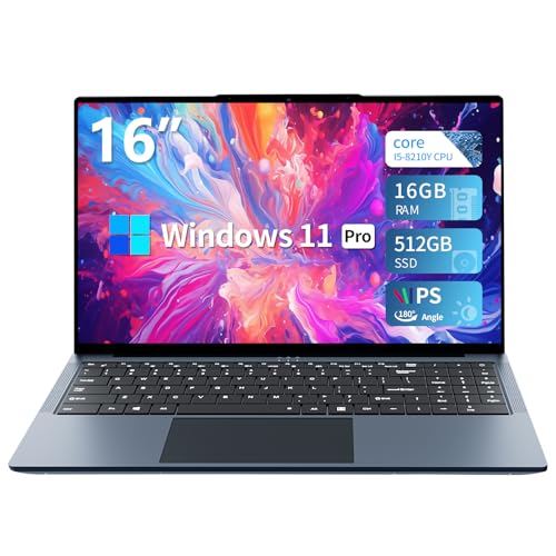 Wexultor Ordinateur Portable 16 Pouces, PC Portable Core I5 Processeurs, 16Go RAM 512Go SSD PC Portable Windows 11 avec écran IPS FHD, Laptop avec USB3.0 * 2/Type-C/Mini-HDMI/Clavier rétroéclairé