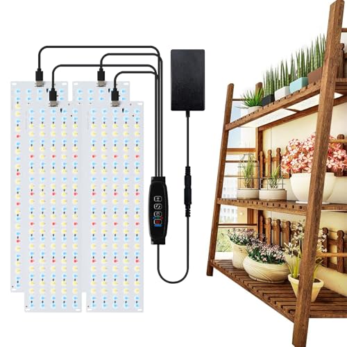 Tivekeo 4 Stück LED Pflanzenleuchte Vollspektrum,Pflanzenlicht 540 LEDs 10 Helligkeitsstufen 3/9/12H Zeitschaltuhr, mit 16 Kabelbinder 8 Doppelseitige...