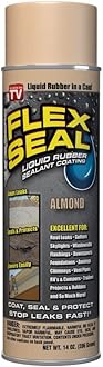 Flex Seal, 14 oz, Almond, Stop Leaks Instantly, Waterproof Rubber Spray On Sealant Coating, Perfect for Gutters, Wood, RV, Campers, Roof Repair, Skylights, Windows, and More