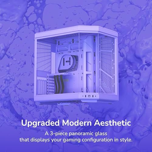 HYTE Y70 Modern Aesthetic Gaming PC Case - Panoramic Glass | High-Airflow Design | Cable Management | Dual Chamber ATX Mid-Tower Chassis | 10 Fan Capacity | Luxury PCIe 4.0 Riser Cable - Taro (Purple)