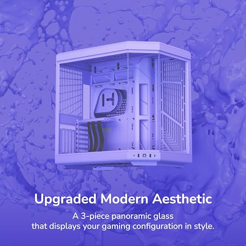 Image of HYTE Y70 Modern Aesthetic Gaming PC Case - Panoramic Glass | High-Airflow Design | Cable Management | Dual Chamber ATX Mid-Tower Chassis | 10 Fan Capacity | Luxury PCIe 4.0 Riser Cable - Taro (Purple)