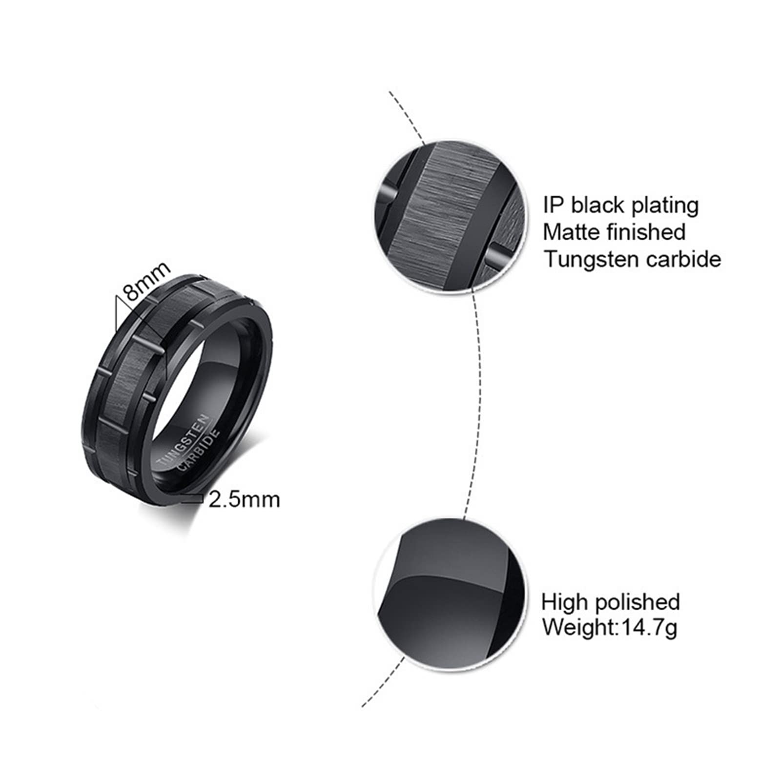 Anello Fidanzamento, Anello Uomo Fidanzamento Acciaio Acciaio Inossidabile Design Ad Anello Scanalato Fidanzamento Anello Uomo