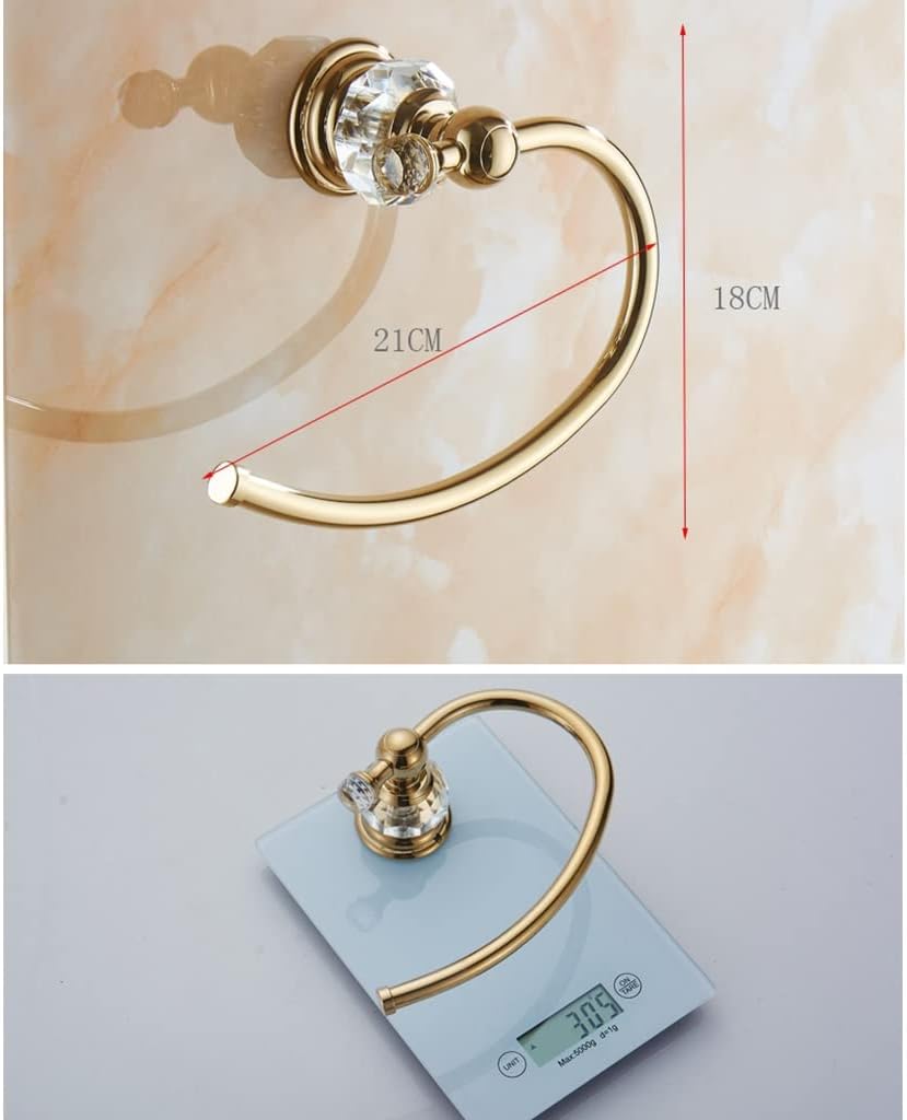 Bathroom Bath Towel Holder, Hand Towel Ring, European-Style Crystal Towel Ring, Rose Gold Towel Rack, Storage Hardware Towel Hanger, Towel Holder,Gold-A (Gold A)