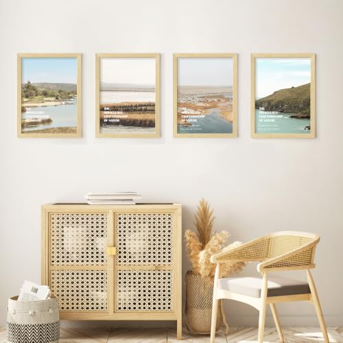 Image of 11x15 Picture Frame Set of 4, Natural Solid Wood Frames