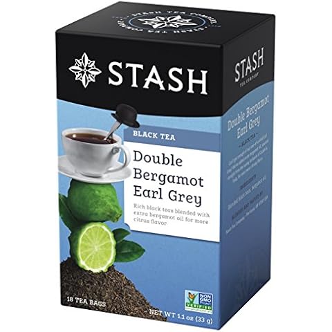 Stash Tea Double Bergamot Earl Grey Black Tea - Caffeinated, Non-GMO Project Verified Premium Tea with No Artificial Ingredients, 18 Count (Pack of 6) - 108 Bags Total Cover