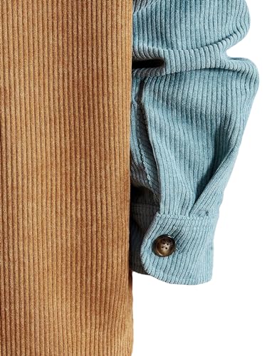 Floerns Men's Drawstring Hoodie Long Sleeve Button Front Plaid Blouse Tops3