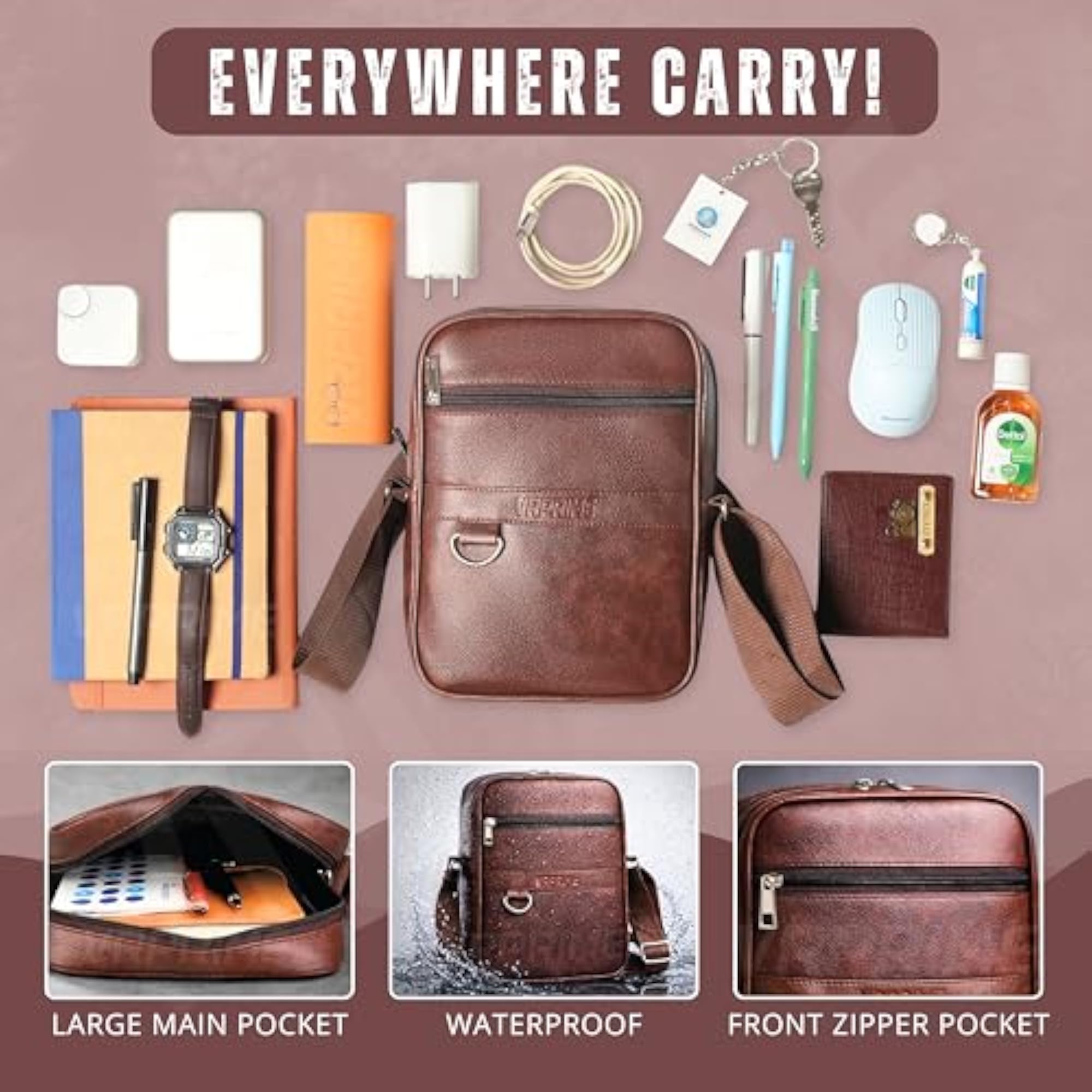 Sling Side Bag for Men, Waterproof Stylish Crossbody Bag