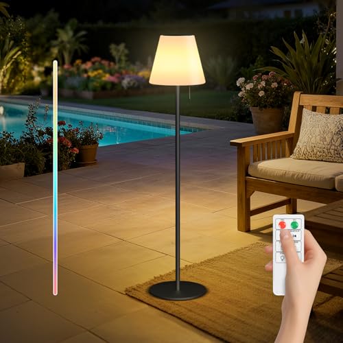 MALUX Lampadaire solaire sans fil avec capteur de lumière, étanche IP44, hauteur réglable 147 cm, lampadaire solaire pour extérieur, décoration, terrasse, jardin