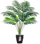 Der Rose 28'' Fake Plants Large Artificial Palm Tall Faux Tree Indoor for Living Room Porch Balcony Patio Decor Outdoor (Black Pot)