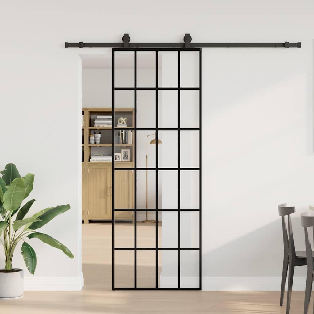 Porta scorrevole con guarnizione, porta in vetro ESG, 76 x 205 cm