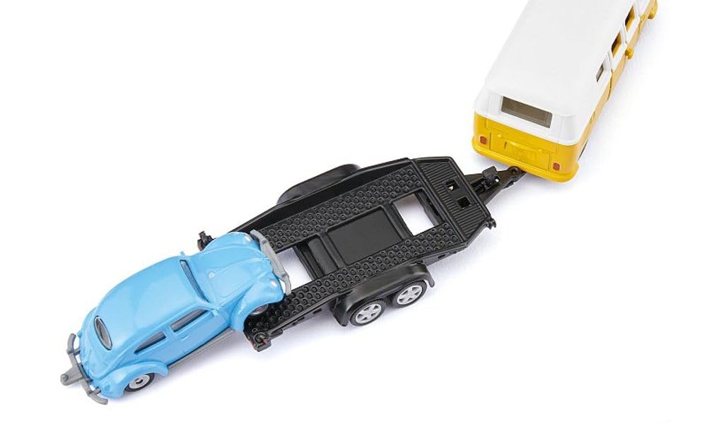 Siku - Volkswagen T1 with Trailer and Beetle - Yellow/White/Blue