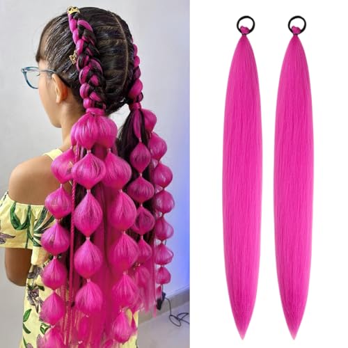 Hot Pink Braid Ponytail Extensions with Elastic...