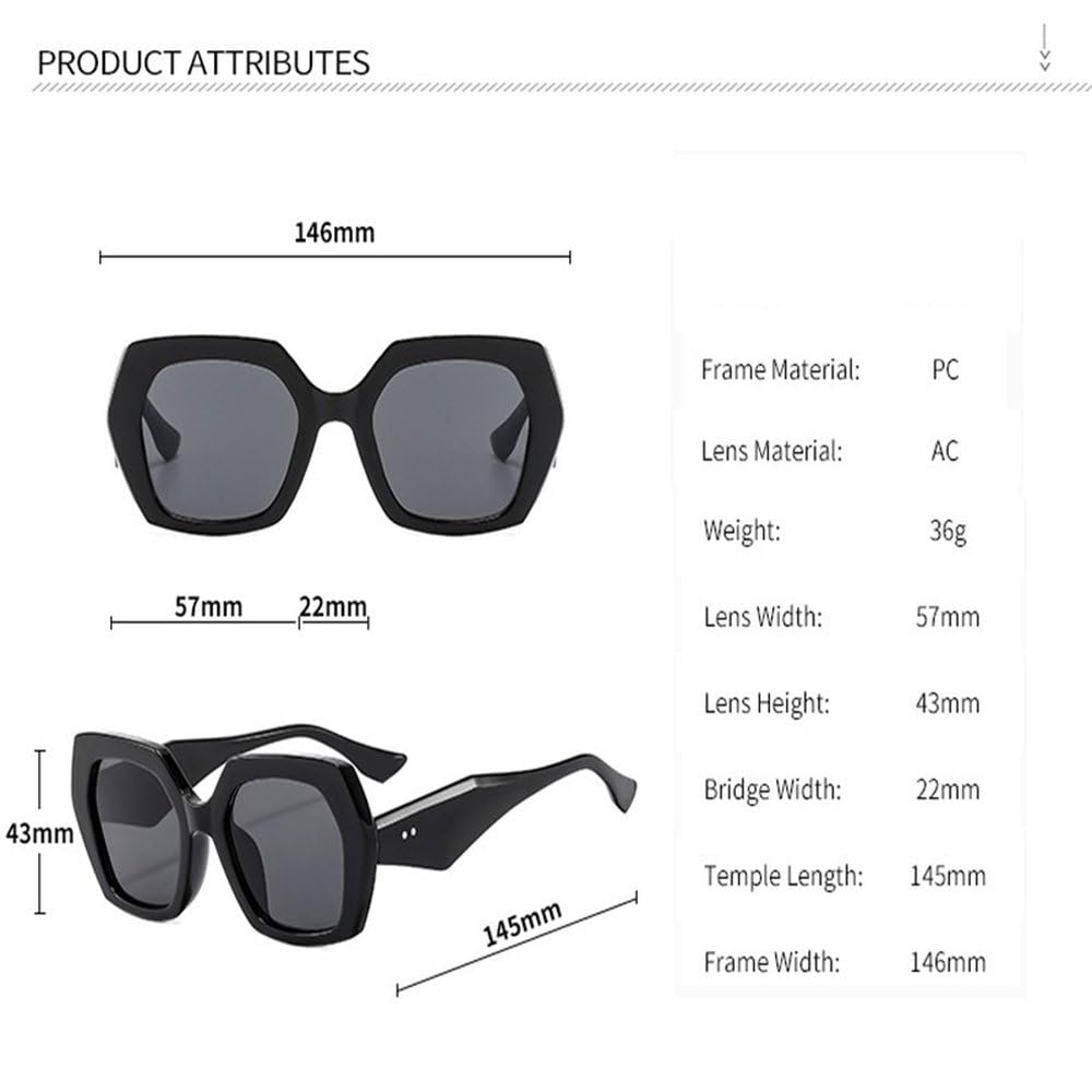 Okulary przeciwsłoneczne damskie Vintage Polygon Fashion Hexagon Clear