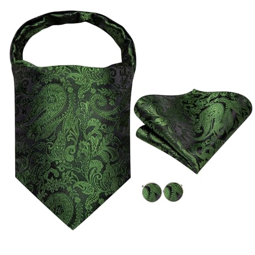 Image of Dubulle Paisley Floral Ascot for Men Self Tie Mens Cravat and Pocket Square Cufflinks Wedding