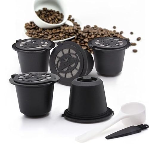 Capsulas Cafe Reutilizables, Capsulas Cafe Recargables, Capsulas rellenables Café, Capsula Recargable, Capsulas Cafe Compatibles con Nespresso, Set Cápsulas Reutilizable 5 Pcs