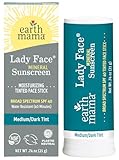 Earth Mama Lady Face® Tinted Mineral Sunscreen Stick, SPF 40 Medium/Dark Tint | Contains Organic Shea & Cocoa Butter | Foundation + Concealer + Contour, Blends with Most Skin Tones
