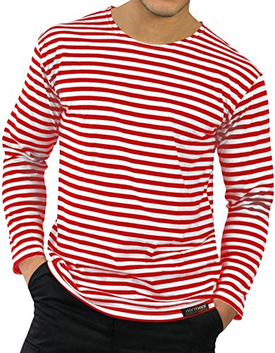 Russisches Marine T-Shirt Rundhals S-XXXL Rot/Weiß-Longsleeve L
