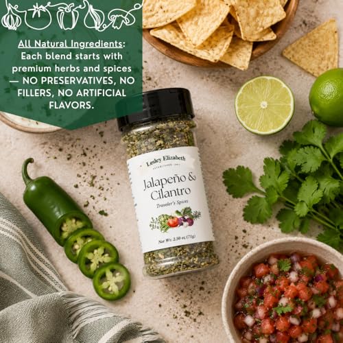 Image of Lesley Elizabeth Jalapeno & Cilantro Traveler's Spices - Spicy Mexican Seasoning Blend for Tacos, Chicken, Beef, Fish & Vegetables | Gourmet All-Purpose Cooking & Grill Rub