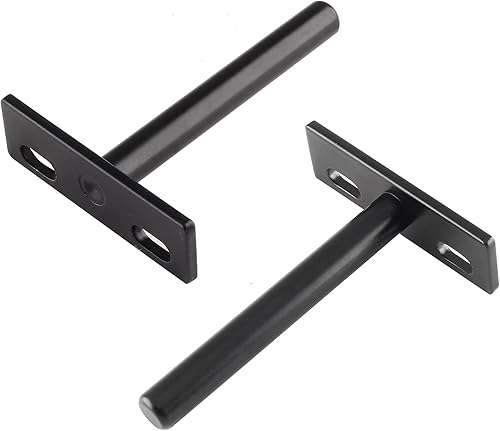 Miniatura 10 de Luomorgo 4 soportes de estante flotantes de 5 pulgadas, soporte de estante negro resistente, soportes de estante ciegos ocultos, soportes de estante