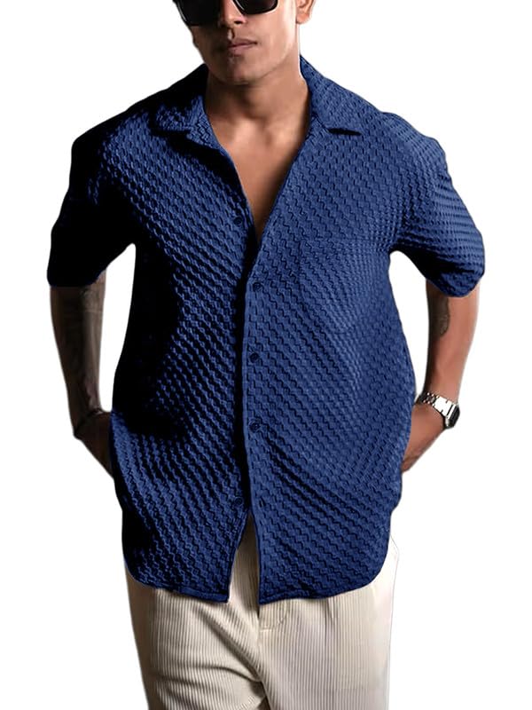 Pinkmint Bubble Textured Shirt for Men ll Half Sleeve Stylish But...