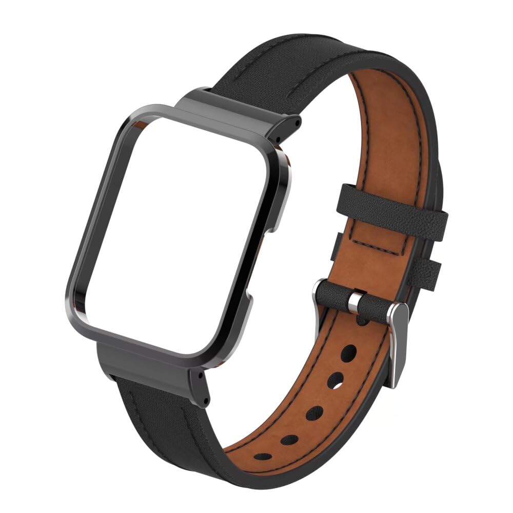 nuosiweilang Bracelet Compatible with Redmi Watch 2/Xiaomi Mi Watch Lite 2 Strap Leather,Classic Adjustable Replacement Sport Fitness Wristband for Men Women,Black - Image 2