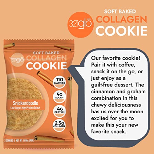 321Glo Collagen Protein Cookies, Soft-Baked Cookies, Low Carb And Keto Friendly Treats For Women, Men, And Kids (6-Pack, Snickerdoodle) #TOP2