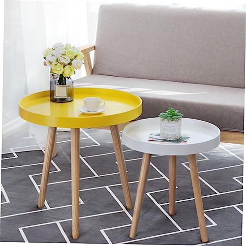 Table d'appoint en bois jaune STOBAZA résistant aux rayures pour salon - 3
