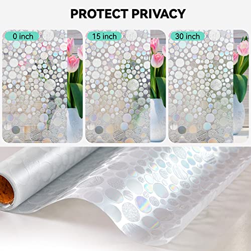 Stained Glass Window Film Rainbow Window Privcy Film : Holographic Window Sticker 3D Decorative Window Vinyl No Glue Static Cling Anti-Uv Sun Blocker Heat Control For Office And Home, 17.7X78.7 Inches #TOP6