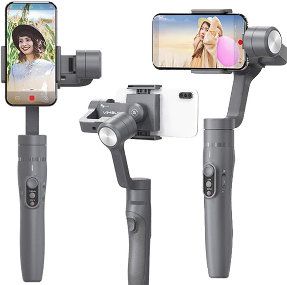 Feiyu Vimble 2 showing different smartphone mounting orientations.