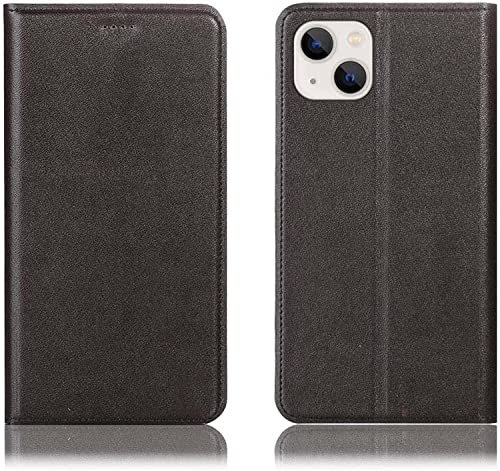 Housse de téléphone en cuir antichoc iPhone 14 marron