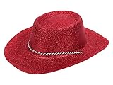 cowboyhut kinder rot Für Damen und Herren Alsino Glitzer Disco Cowboy Hut Partyhut Glitzerhut mit Kordel, Variante wählen:CW-53 Glitzer rot