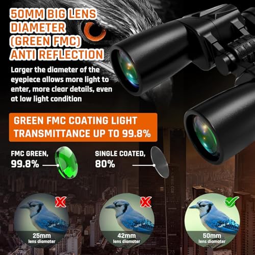 Image of 10-30x50 Zoom Binoculars for Adults High Powered | HD Optics,Waterproof, Fogproof,Military,Bird Watching,Traveling Concerts,Large View,BAK4,FMC Lens,Clear Low Light Vision
