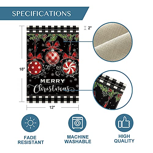 Avoin Colorlife Buffalo Plaid Merry Christmas Garden Flag 12X18 Inch Double Sided, Ornament Holly Berries Winter Farmhouse Yard Outdoor Decoration #TOP19