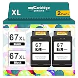 67XL Black Ink Cartridge for HP Ink 67 Replacement HP 67 Black Ink Cartridge HP67 HP67XL Envy 6055e 6000 6455e 6400 6458e DeskJet 2755e 2700 2700e 2752e 2734e 4155e 4100e Printer Ink HP 67