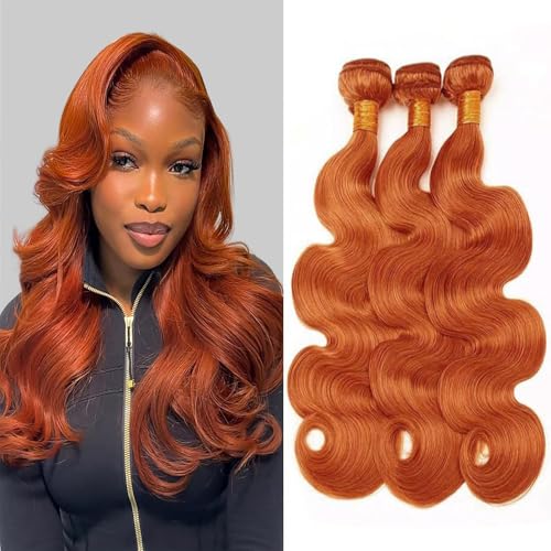 Color 350 Bundles Human Hair Ginger Body Wave...
