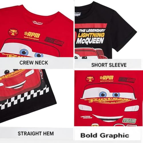 Disney Boys Graphic Tee 2 Pack Cars Lightning McQueen Shirts for Boys | Soft Cotton-Blend Tees, Crew Neck, Short or Long Sleeve, Pull-On Closure, Regular Fit - image 5