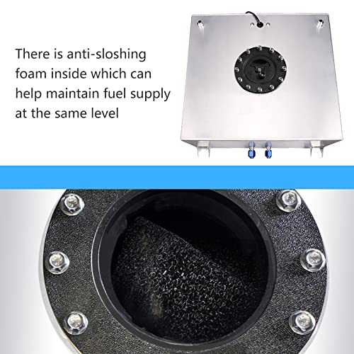 Edicapo 15 Gallon Fuel Cell Aluminum Polished with Cap Level Sender 60L Silver