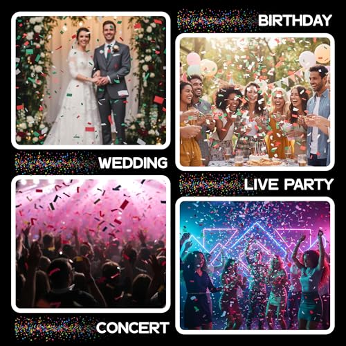 Image of Ultimate Confetti - Red, White & Green Biodegradable Confetti - Rectangular Flame-Resistant and Slow-Falling Tissue Paper Confetti for Cannon and Launcher use - Best for Celebrations - 1 lb, 16 oz