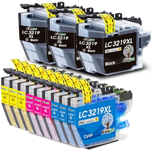 KINGJET LC3219XL Ink Cartridges 12 Pack for Home & Office High Yield Replacement for Brother LC3217 LC3219XL Multipack for MFC-J5330DW J5335DW J5730DW J5930DW J6530DW J6930DW J6935DW