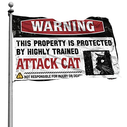 Drapeau chat d'attaque décoration murale vintage chambre garçon et garage 152x244