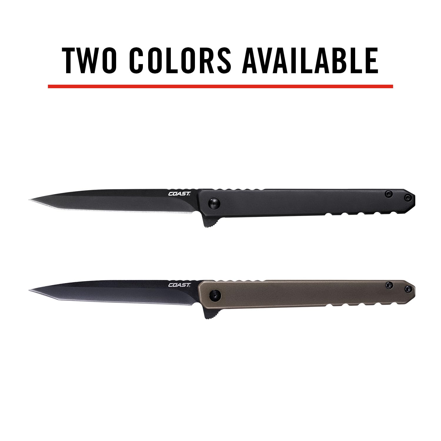 Coast Founder's Collection LX520 ORIGIN, TANTO Blade, Gentleman's EDC Folding Pocketknife, Flip Tab, Frame Lock, Pocket Clip, Stainless-Steel, Black Blade & Handle