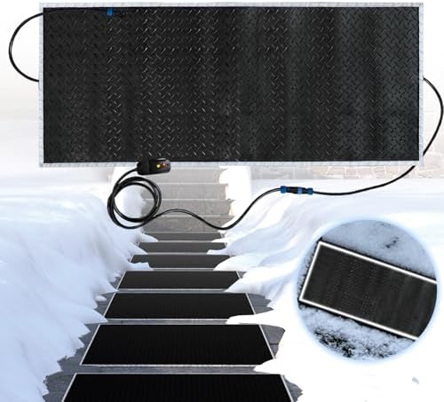 best heated driveway mats that will transform your winter experience 7 Snow Melting Mats Outdoor,Heated Driveway Mats 3inch/H Melting Rate for Most Entryway, 30x60 in Ice Melt Pads for Walkways with 10 FT Power Cord,Non Slip Rubber Heated Outdoor Mats for Outdoor.