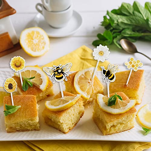 Bee Party Cupcake Topper - 36 Pcs Bumble Bee Party Decorations For Kids Girls Birthday Baby Shower Honey Bee Themed Party Supplies Cake Decor #TOP7