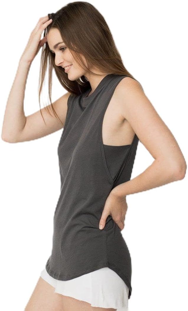 Lunya Women's Organic Pima Muscle Tee, Eclipse, XL