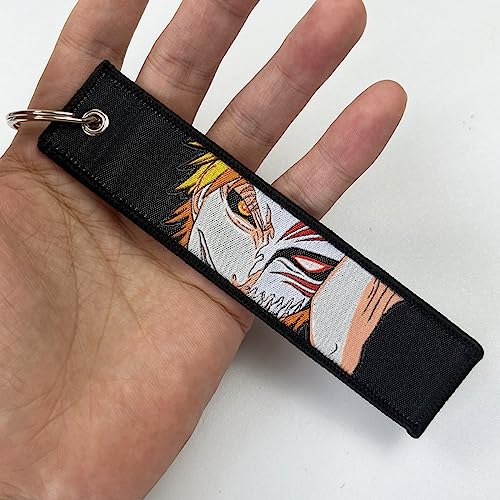 Image of 1 Pack Anime Keychain Tag Jet Tag Key Chain Cartoon Embroidered with Key Ring for Motorcycles Car Accessories