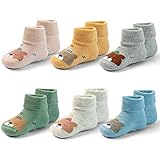 Baby Non Slip Winter Socks Baby Boys Warm Terry Socks with Grips for Baby Girls Non Skid Ankle Socks